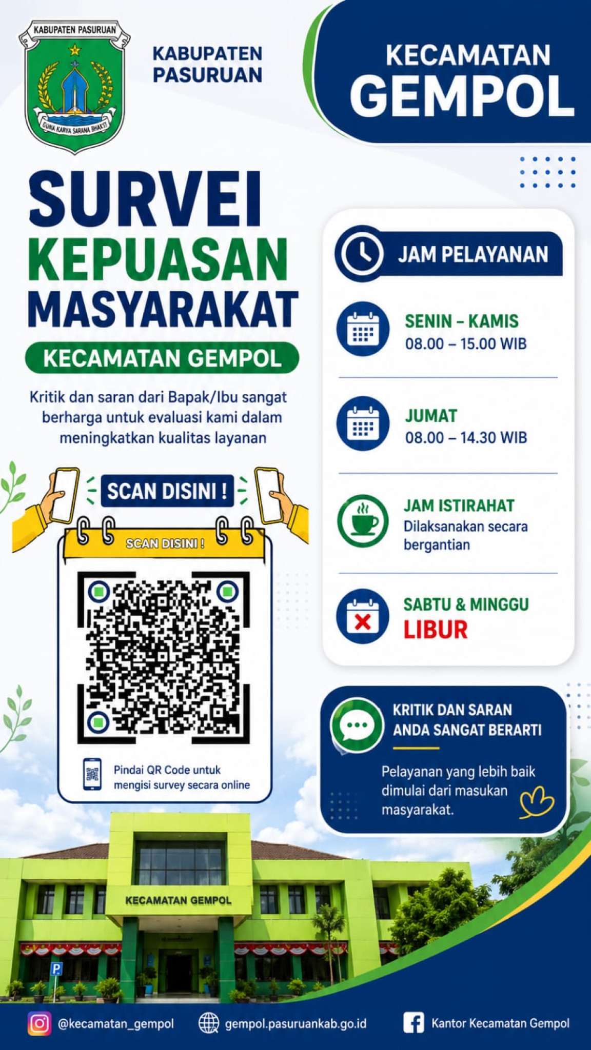 Jam Operasional Pelayanan Kecamatan Gempol